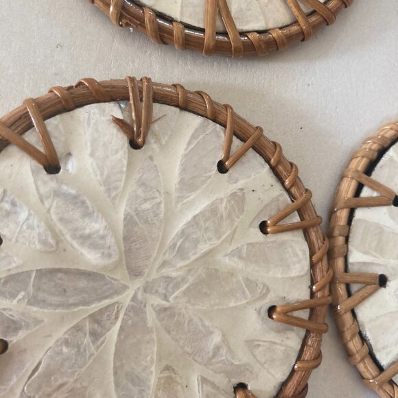 Handwoven Rattan Round Coasters with Holder - Picture 2 of 4